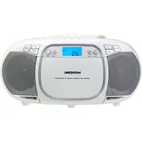 MEDION E66476 Stereo Sound System (Boombox, CD-Player, MP3, Kassette, tragbarer Kassettenspieler für Kinder, UKW Radio, AUX, Kopfhörer, Netz & Batterie) weiß