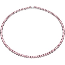 Swarovski Matrix Tennis Halskette, Rundschliff, Rosa, Rhodiniert