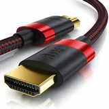 Primewire - 4m High Speed 8K HDMI Kabel 2.1, Ethernet ARC 3D 4K Ultra HD 7680x4320 @ 120 Hz HDTV Full HD, Schwarz/Rot