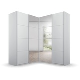 RAUCH Quadra Eckschrank inkl. Türendämpfer, mit Spiegeltüren, grau 4-trg. Spiegel, 2 Kleiderstangen, 12 Einlegeböden, BxHxT 181x210x187 cm