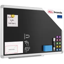 ALLboards Schwarze, magnetische Kreidetafel 60x40 cm, Alurahmen
