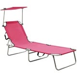 vidaXL Sonnenliege Klappbar mit Dach Gartenliege Strandliege Freizeitliege Gartenmöbel Liege Campingliege Relaxliege Stahl Magento Rosa