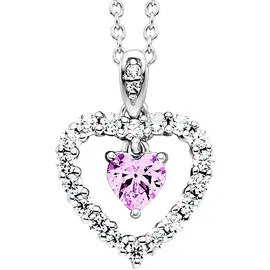 Julie Julsen Kette mit Anhänger Herz Zirkonia weiß rosa Silber