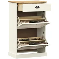 VidaXL Schuhschrank VIGO 60x35x96 cm Weiß Massivholz Kiefer