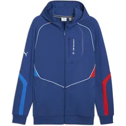 Sweatjacke PUMA "BMW M Motorsport Kapuzenjacke Herren", Herren, Gr. XS, blau (pro blau m color), Obermaterial: 68% Baumwolle, 32% Polyester; Taschenfutter: 100% Baumwolle; Kapuzenfutter: 100% Baumwolle; Ärmel: 68% Baumwolle, 32% Polyester; Kapuze: 72% Baumwolle, 28% Polyester; Rippe: 3% Elasthan, 97% Baumwolle; Einsatz: 72% Baumwolle, 28% Polyester; Seitentascheu00a0u2013 Oben: 100% Baumwolle; Seitentascheu00a0u2013 Unten: 100% Baumwolle, Sweatjacken