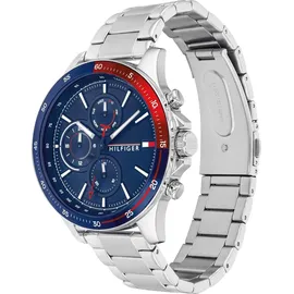 Tommy Hilfiger Bank 1791718 Herrenuhr - Silber/Blau