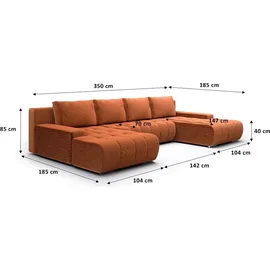 petits-meubles U-Sofa 5-sitzig umbaubar Truhe Ziegelorange