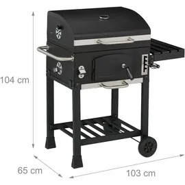 Relaxdays Holzkohlegrill Grillwagen schwarz