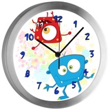 CreaDesign Funkwanduhr Funkuhr, Kinder Wanduhr, Kinderuhr, Kinderzimmer Monster Farbkleks (geräuscharmes Uhrwerk) bunt