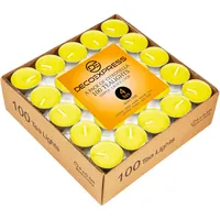 Deco Express Citronella Teelichter, 100er- oder 50er-Pack Duftkerzen Teelichter 4 oder 8 Stunden Brenndauer (Gelb 100/4 Stunden)