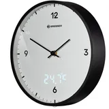 Bresser Wanduhr MyTime mit LED-Sekunden-/Temperaturanzeige Ø 24 cm Weiß