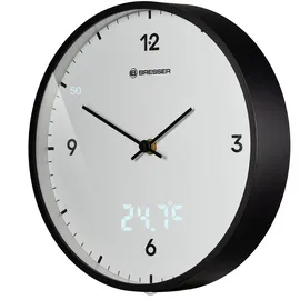 Bresser Wanduhr MyTime mit LED-Sekunden-/Temperaturanzeige Ø 24 cm Weiß