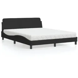 Bett mit Matratze Schwarz 160x200 cm Samt