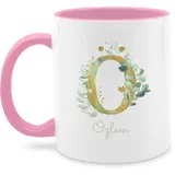 Tasse Tassen 325ml - Anfangsbuchstabe - Buchstabe Name - Persönliches individuelles Geschenk selbst gestalten bedrucken mit Namen Geschenkidee Geschenk mit Namen - 325 ml - Rosa - namenstasse