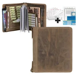 Greenburry Terminplaner A5 (23x26cm) Leder Terminkalender Vintage antik braun mit Reißverschluss und Kalender 2025