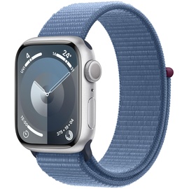 Apple Watch Series 9 GPS 41 mm Aluminiumgehäuse silber, Sport Loop winterblau One Size