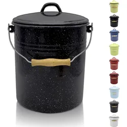 Mülleimer KRÜGER, schwarz (schwarz, gesprenkelt), H:27,5cm Ø:24cm, Emaille, Mülleimer, schnitt- / kratzfeste Oberfläche, bakterienabweisend, extrem langlebig