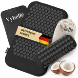 Vybelle Akupressurmatte mit Kissen [CO2-Neutral] und Stuhlbefestigung - für Entspannung und Wohlbefinden - natürliches Füllmaterial - Akupunkturmatte Akupressur Matte Fakirmatte Nagelmatte (Schwarz)