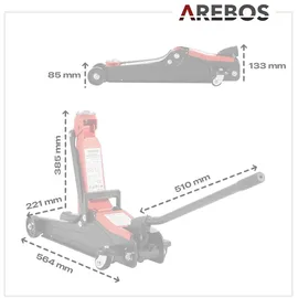 Arebos Rangierwagenheber Stahl 85-385 mm rot