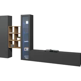 Home Affaire Wohnwand HOME AFFAIRE "Maruska", grau (anthrazit, anthrazit), B:320cm H:180cm T:30cm, Holzwerkstoff, Kastenmöbel-Sets, Wohnwand