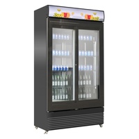 Mobiler Flaschenkühlschrank mit 2 Glas-Schiebetüren Getränkekühlschrank Kühlschrank Gastro 780 L +2/10°C ISO 45 mm