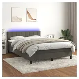 vidaXL Boxspringbett mit Matratze & LED Dunkelgrau 140x200 cm Samt