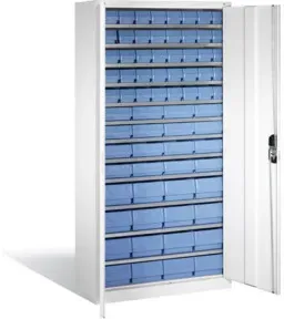 C+P Magazinschrank mit 72 Regalkästen, H1980xB1000xT420mm Front Lichtgrau Korpus Lichtgrau