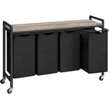 HOOBRO Wäschekorb, Wäschesammler mit Ablage, Wäschebox, Wäschewagen mit Rollen, 4 x 39,8 L, Wäschesack aus Oxford-gewebe Hoobro Ebg04xy01