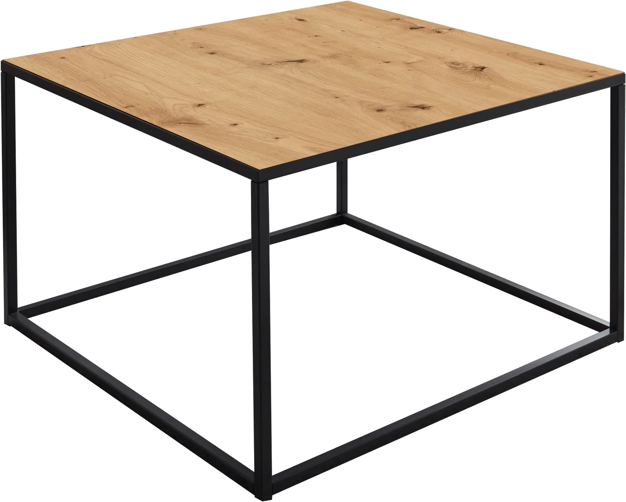 Couchtisch MÄUSBACHER, schwarz feinstruktur, asteiche, schwarz feinstruktur, asteiche, B:80cm H:45cm T:80cm, Tische, Couchtisch, Couchisch BHT 80x45x80 cm mit Metallgestell