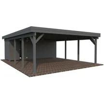 Palmako Karl Doppel-Carport 555 x 732 cm Dunkelgrau Lackiert inkl. Geräteraum