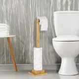Famanu Toilettenpapierhalter aus Bambus - freistehend, ohne Bohren, für bis zu 5 Rollen