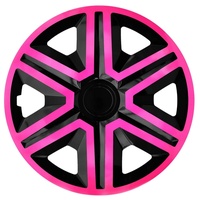 Ohmtronixx Action Radkappen 14 Zoll 4er Set, schwarz/pink, Radzierblenden aus ABS Kunststoff