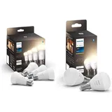 Philips Hue White E27 Viererpack 4x800lm, warmweißes Licht, dimmbar & White E14 Luster Doppelpack 2x470lm, dimmbar, warmweißes Licht, steuerbar via App, kompatibel mit Amazon Alexa (Echo, Echo Dot)