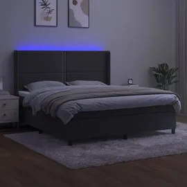 vidaXL Boxspringbett mit Matratze & LED Dunkelgrau 180x200 cm Samt