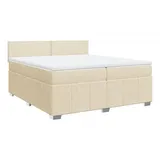 vidaXL Boxspringbett mit Matratze Creme 200x200 cm Stoff