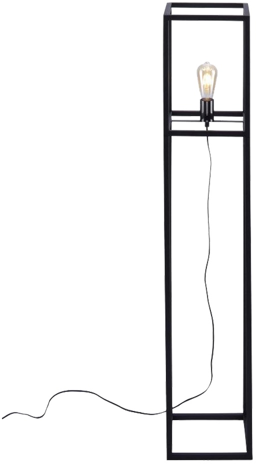 Stehlampe Standleuchte Designlampe Wohnzimmer Fußschalter schwarz, Metall, Fassung 1x E27, LxBxH 25x25x130 cm