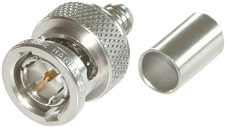 DAMAR & HAGEN BNC Crimp-Kabelstecker, gerade, nickelfarben