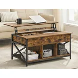 VASAGLE Couchtisch höhenverstellbar Braun Spanplatte 60 x 100 x 48-62 cm