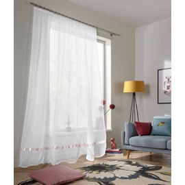 my home Gardine Eby, my home, Kräuselband (1 St), transparent, Satin, Vorhang, Fertiggardine, Store, transparent rosa 450 cm x 245 cm