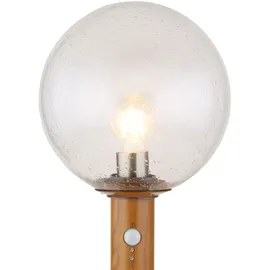 GLOBO Sockelleuchte Aluminium Glas 25x50 cm inkl. Bewegungsmelder braun