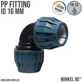 LE SANITAIRE Jason Pp-klemmkupplung 90° Winkel - 16 mm - DVGW Zugelassen