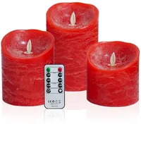 Rote Led-kerzen Mit Flackernder Flamme, Aus Echtem Wachs, Batteriebetrieben Mit Realistischer Flammenbewegung, Inklusive 2 Fernbedienungen Und Timer, Dekoratives Geschenk