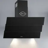 Gurari Luxus Dunstabzugshaube 60cm 1000m3/h Kopffrei Haube Schwarzglas Touch LED