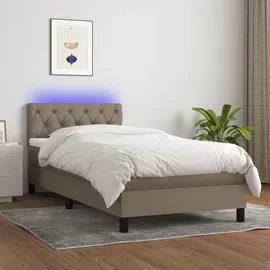 vidaXL Boxspringbett mit Matratze & LED Taupe 80x200 cm Stoff