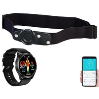 Newgen Medicals Fitnessarmband: Fitness-Smartwatch mit Brustgurt, EKG, Blutdruck, SpO2, App, IP67 (Sport Armband, Smartwatch-Fitnessuhr, Senioren Handy)