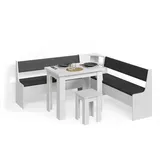 livinity® Eckbankgruppe, Weiß 180 x 180 cm mit Tisch