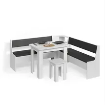 livinity® Eckbankgruppe, Weiß 180 x 180 cm mit Tisch