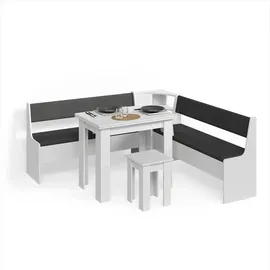 livinity® Eckbankgruppe, Weiß 180 x 180 cm mit Tisch