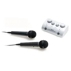 Karaoke Party Discotheken Mischverstärker Endstufe DJ + 2x Mikrofon + Kabel TV-1