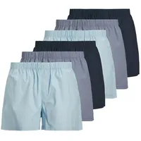 JACK & JONES Web-Boxershorts 6er Pack in Blau/Dunkelblau S